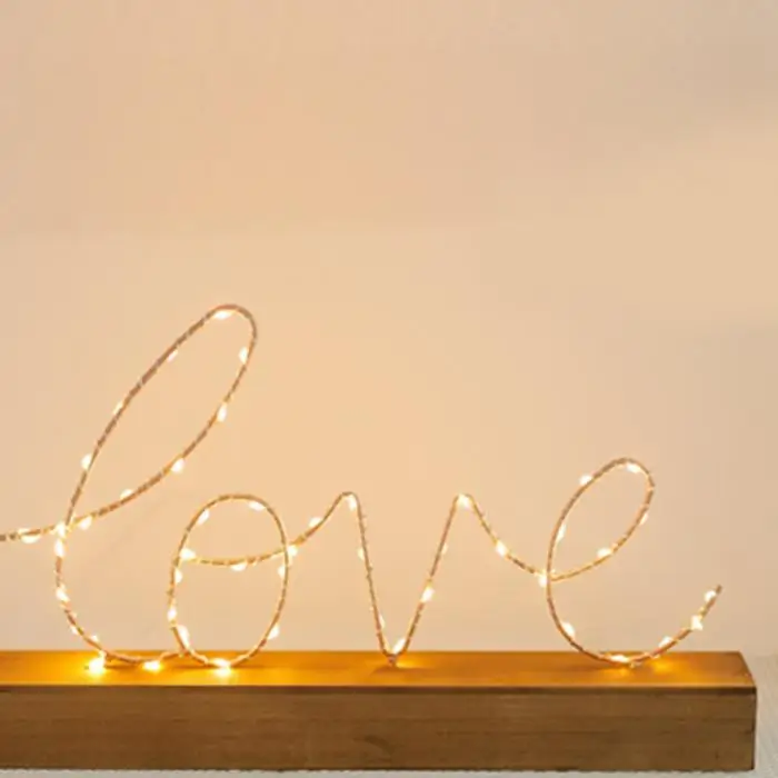 Нордическая проволока Ночная настольная декоративная любовь/домашняя форма письмо лампа для гостиной JA55