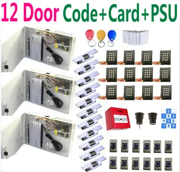 

12 Door All inside of Power supply box PSU+12 Pin code ID Card access reader+12 strike door lock+magnetic sensor access control
