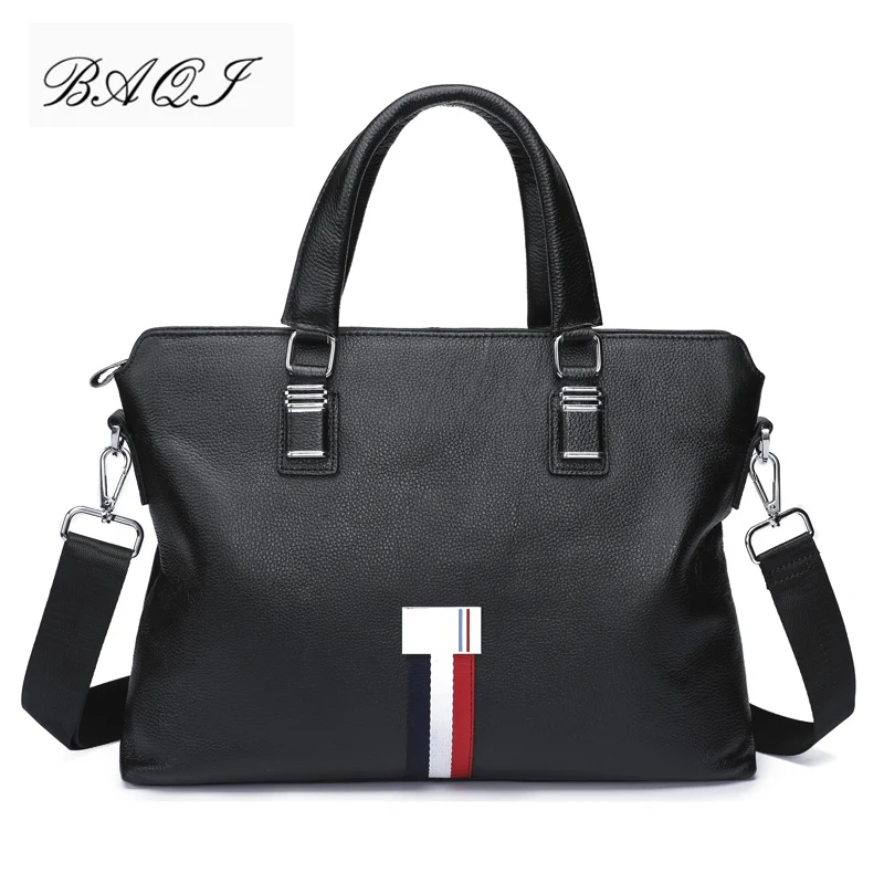 

BAQI Brand Men HandBags Men Briefcase Bag Genuine Cow Leather 2019 Fashion Man Computer Business Bag Shoulder bags Messenger Bag