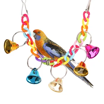 

Acrylic Pet Bird Toys Chew Cage Hanging Ladder Swing Ringer Bell Toy for Parrot Cockatiel Parakeet Pet Products