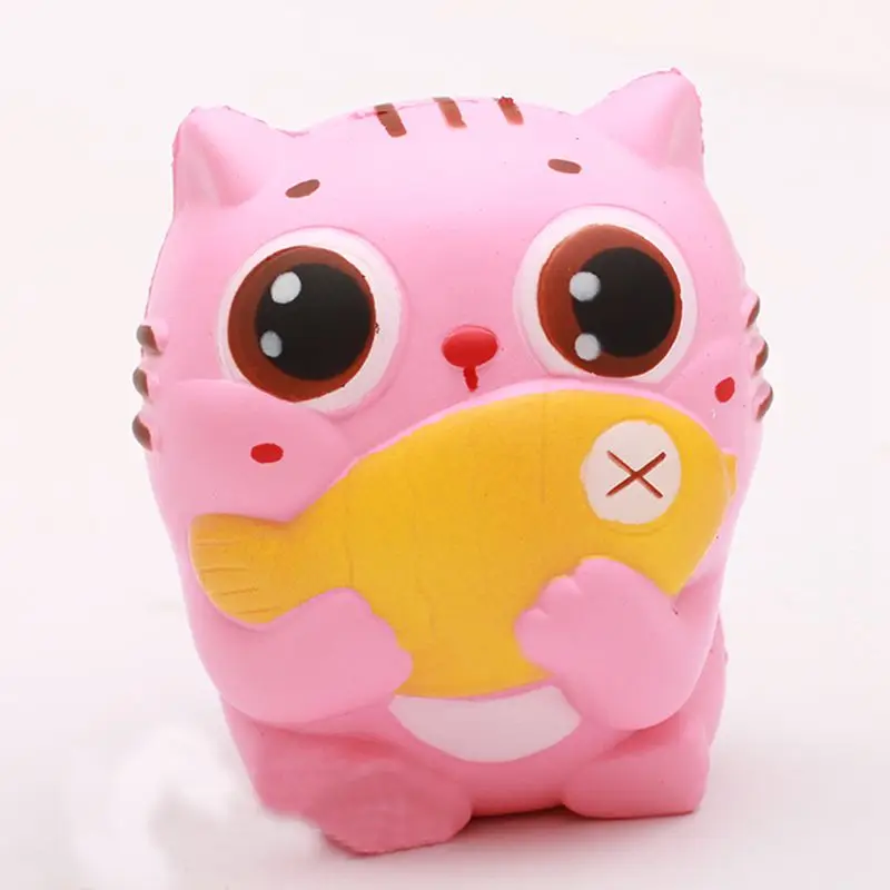 

Kawaii Cat Holding a Fish Squishy Animal Slow Rising Squeeze Phone Straps Squishies Kid Toys Gift