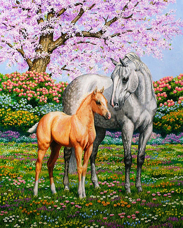 Horses 5d Diy Diamond Painting Animal Pasted Embroidery Full Drill
