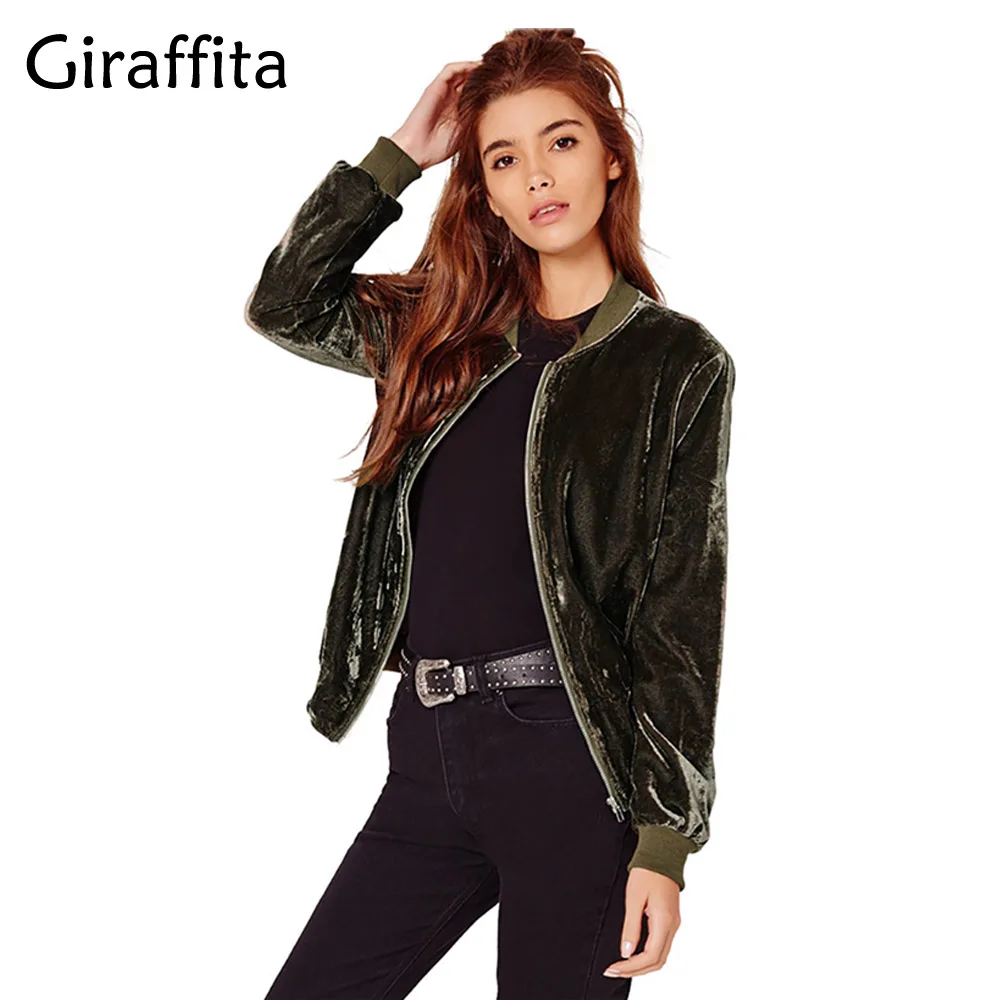2017 Autumn font b Women b font Velvet font b Jackets b font Tops Basic Bomber