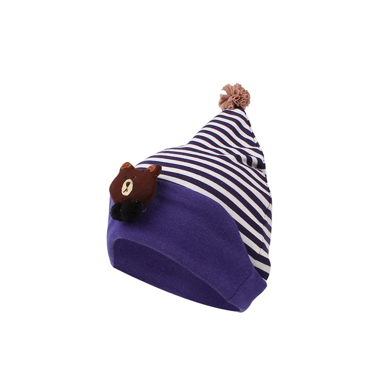 Striped Cotton Newborn Baby Hat Cartoon Bear Infant Beanie For Boys Cotton Newborn Baby Cap Spring Summer Baby Girls Clothing (19)