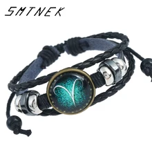 

SMTNEK Europe And The United States 12 Constellation Bracelet Hand-woven Beaded Retro Leather Constellation Bracelet