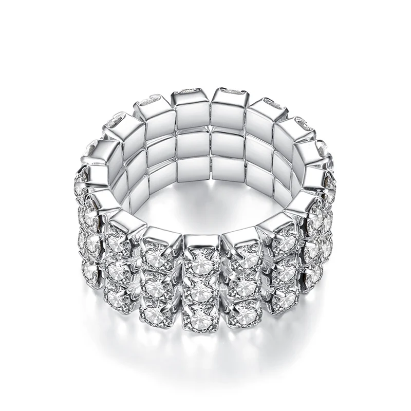 High Quality 2018 New Anti Allergy Full Drill Ring Ring Classic Adjustable Silver Ring