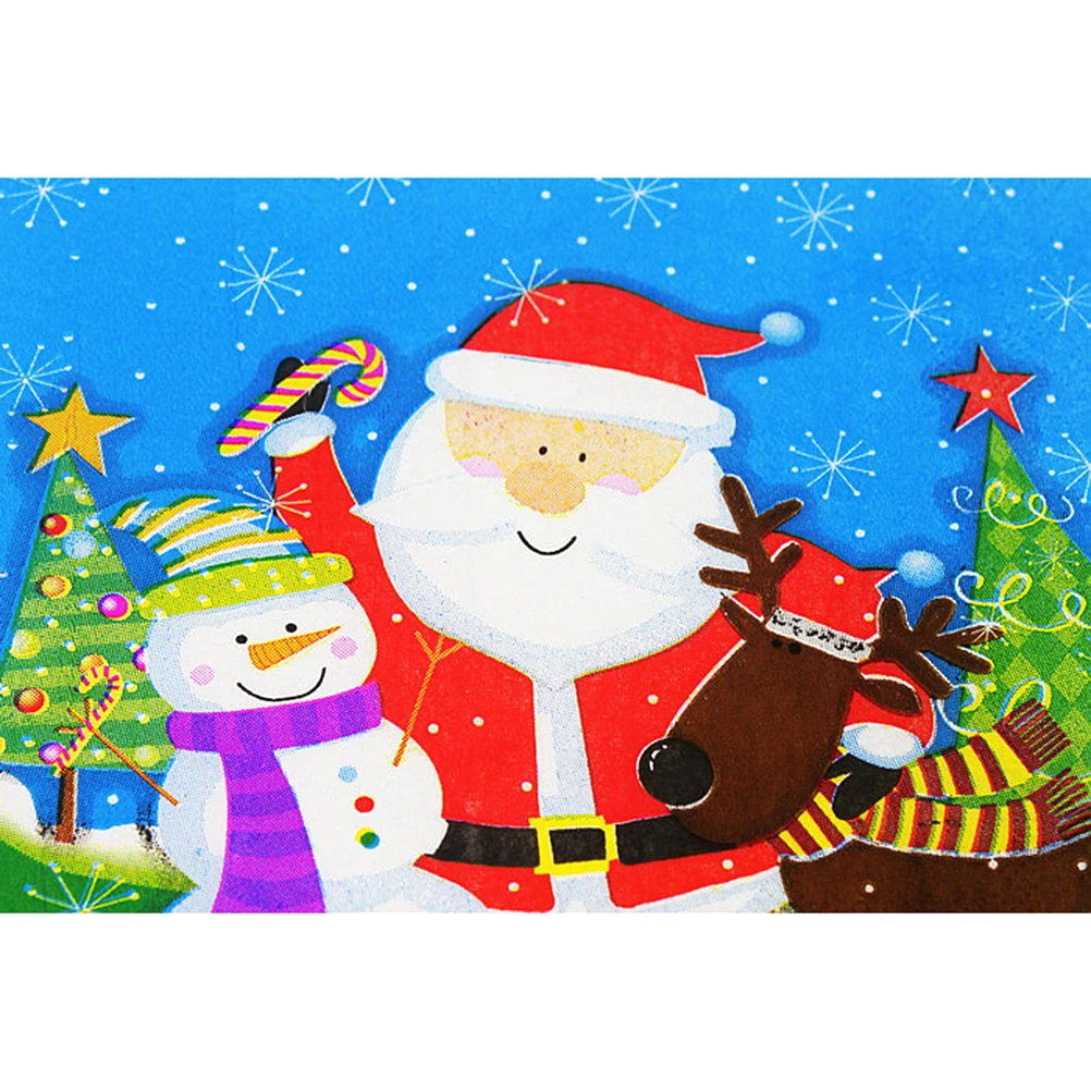 100 шт графические печатные одноразовые салфетки Санта Клаус снеговик лося ткани вечерние принадлежности для дня рождения праздник в честь рождения ребенка, Рождество