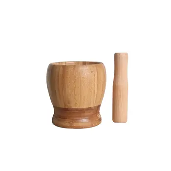 

Bamboo Mortar And Pestle Garlic Masher Hand Grinder Crusher For Home Spice Pepper Grinder Masher Mortar Kitchen Supplies