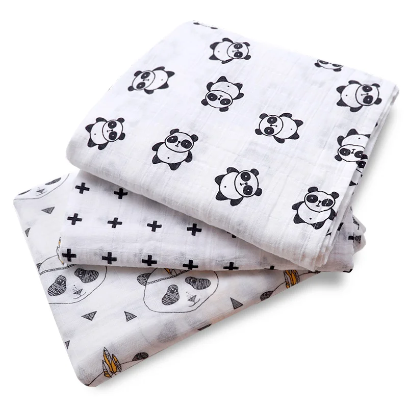 

Muslinlife Cotton Baby Swaddles For Newborn Baby Blankets Black & White Gauze Bath Towel 120*120cm