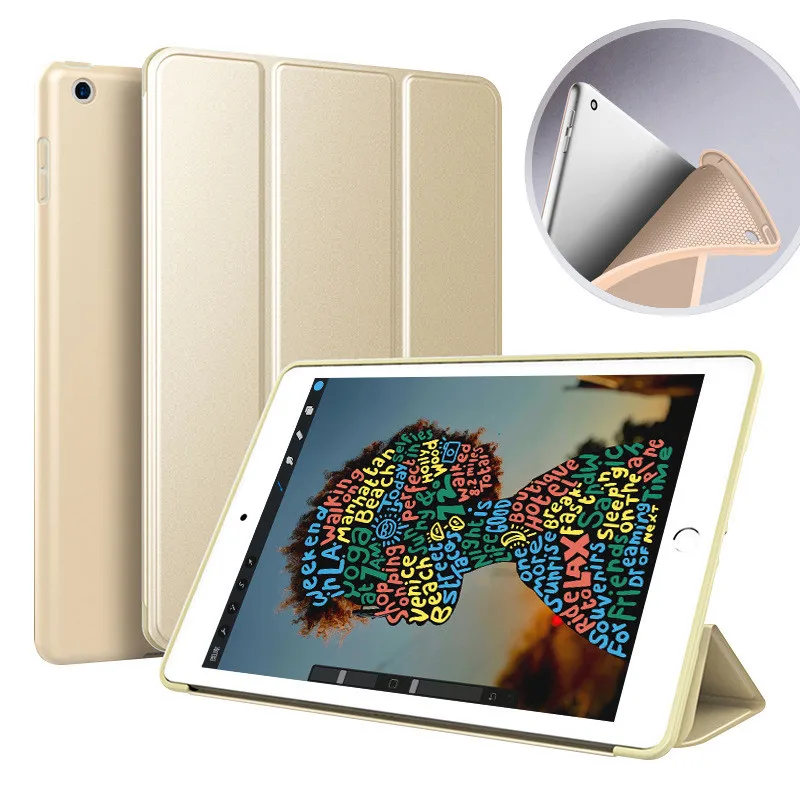 Чехол для iPad Air 1 Funda, Мягкая силиконовая Нижняя задняя крышка из искусственной кожи, умный чехол, автоматический режим сна для iPad Air1, модель A1474, A1475, A1476 - Цвет: Gold