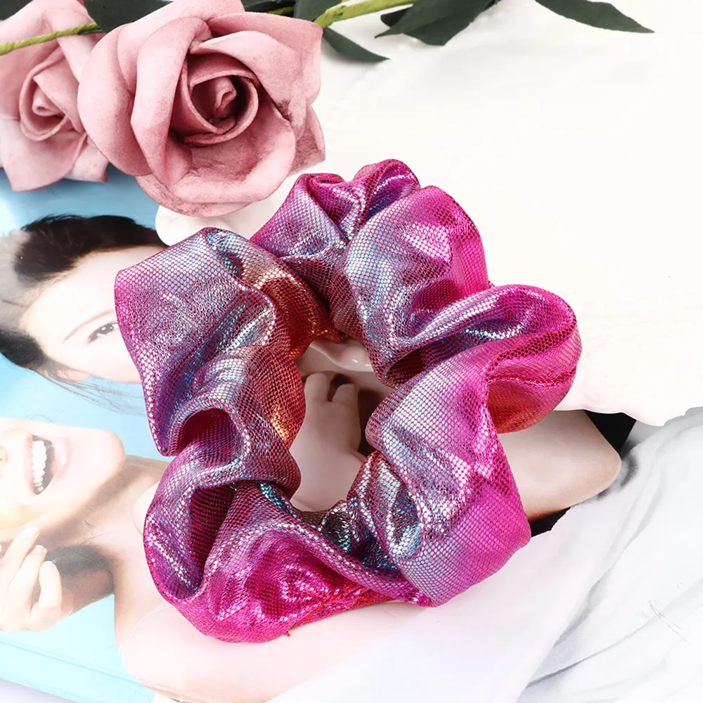 New Elegant Women Elastic Hair Rope Glitter Ponytail Holder Laser Radiation Colorful Hair Ring Scrunchy Hair Band Accessories