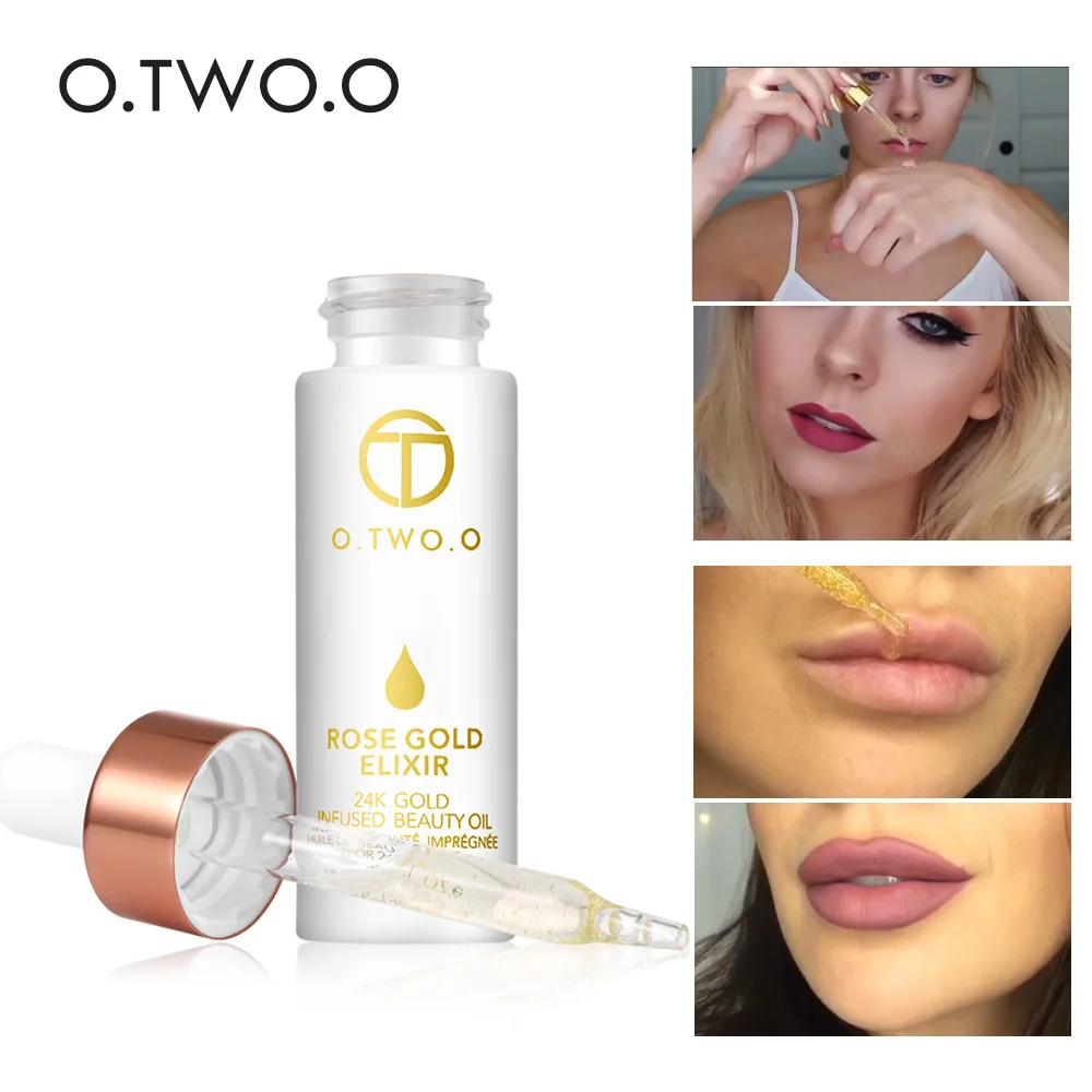 O. TWO. O 24k розовое золото эликсир для макияжа кожи эфирное масло для губ лица перед праймером косметика/основа Увлажняющая для лица омолаживающее масло