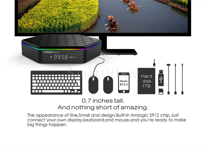 T95Z плюс Смарт ТВ приставка 2 ГБ/16 ГБ 3 Гб/32 ГБ Amlogic S912 Восьмиядерный Android 7,1 ТВ приставка 2,4G/5 ГГц WiFi BT4.0 4K ТВ приставка