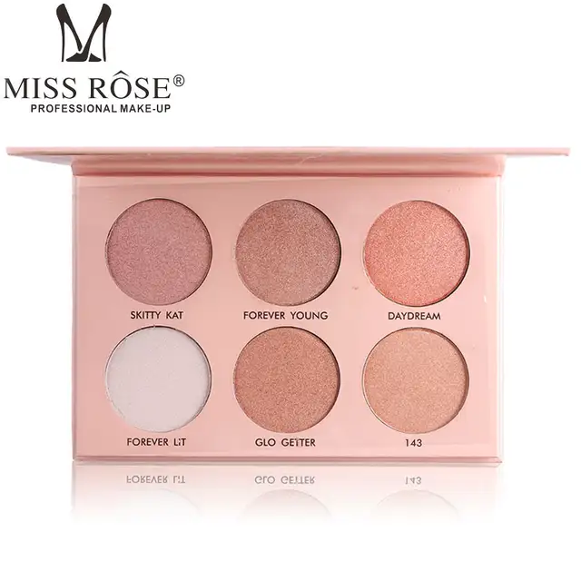 Us 865 25 Offmiss Rose Glow Kit Highlighter Palette 6 Colors Makeup Pressed Contour Powder Palette Shimmer Face Illuminators Maquiagem In Bronzers