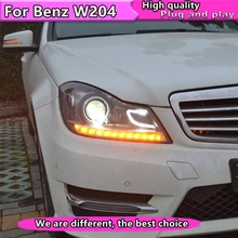 Автомобильный Стайлинг для W204 C180 C200 C260 фары 2007-2013 W204 светодиодный фары DRL Объектив Двойной Луч H7 спрятал bi Xenon объектива