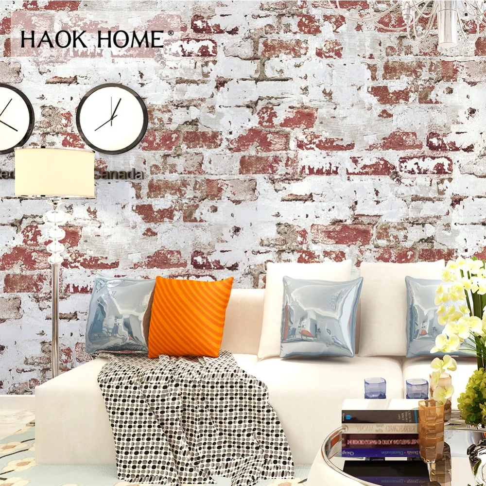 

HaokHome Faux Brick Wallpaper For Walls 3d PVC Textured Contact paper Realistic Stone Rolls Living room Bedroom Home Decor