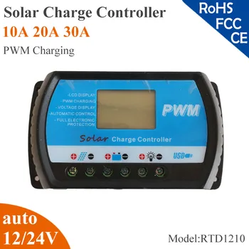 

10A 20A 30A 12/24V auto work PMW solar charge controller with LCD display