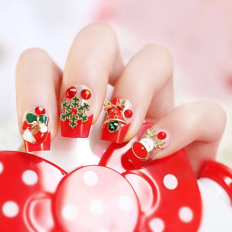 10 шт. новые рождественские изделия Сплав стикеры 3D на ногти nail Art Белый/Золотая Снежинка гель для ногтей с блестками Инструменты ногтей DIY Украшение из горного хрусталя