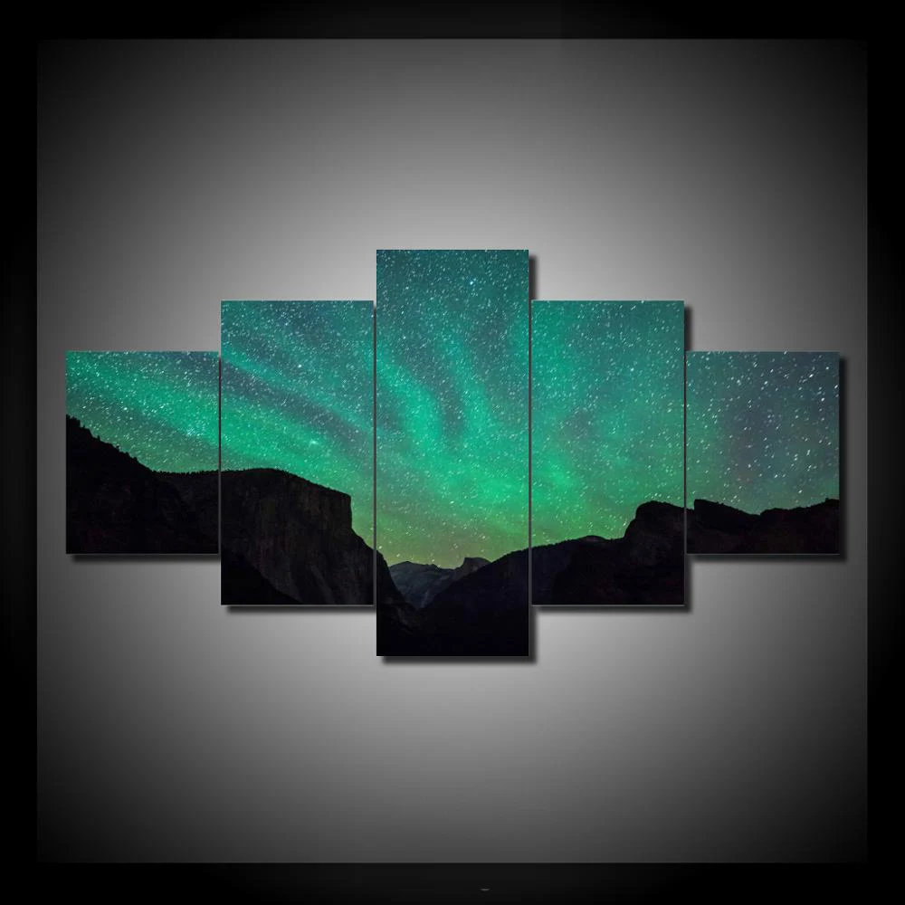 5 Pieces Canvas Prints Painting Wall Art aurora borealis set wall art