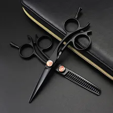 Profesional Japón 440 acero 5 pulgadas negro pequeño pelo Tijeras Peluquero corte de pelo adelgazamiento tijeras peluquería tijeras