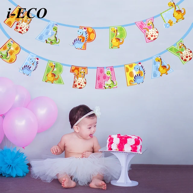 1set dinosaur happy birthday banner decorations cute diy paperboard