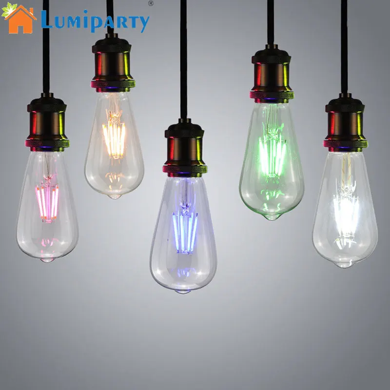 

LumiParty E27 LED Retro Edison Light Bulb 220V 40W Decorative Screw Cap Pub Bar Ambient Filament Lamp Edison Bulb 4 Color
