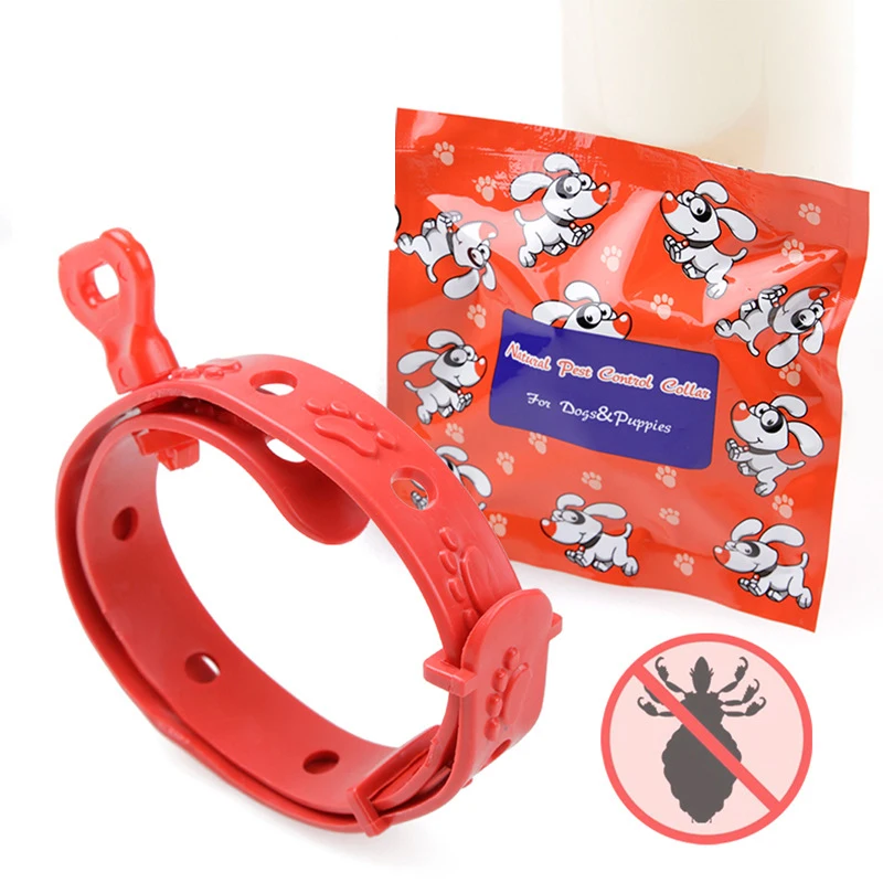

Dog Collar Flea and Tick Prevention Silicone Red Adjustable Dog Neck Strap Anti Flea Mite Acari Tick Remedy Pet Supplies