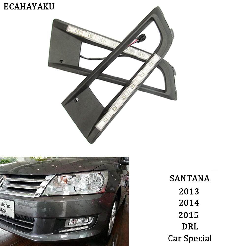 

ECAHAYAKU For Volkswagen Santana Headlight 2013-2015 Headlights LED Headlamp day running light DRL daytime light Head Lamp Front