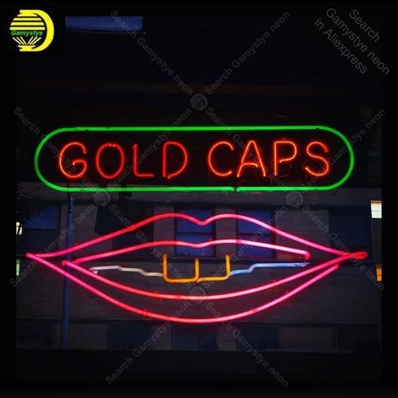 Neon Sign for Gold Caps neon Light Beer Pub real glass Tubes Handcrafted Store Display signs Fil Gas custom | Освещение