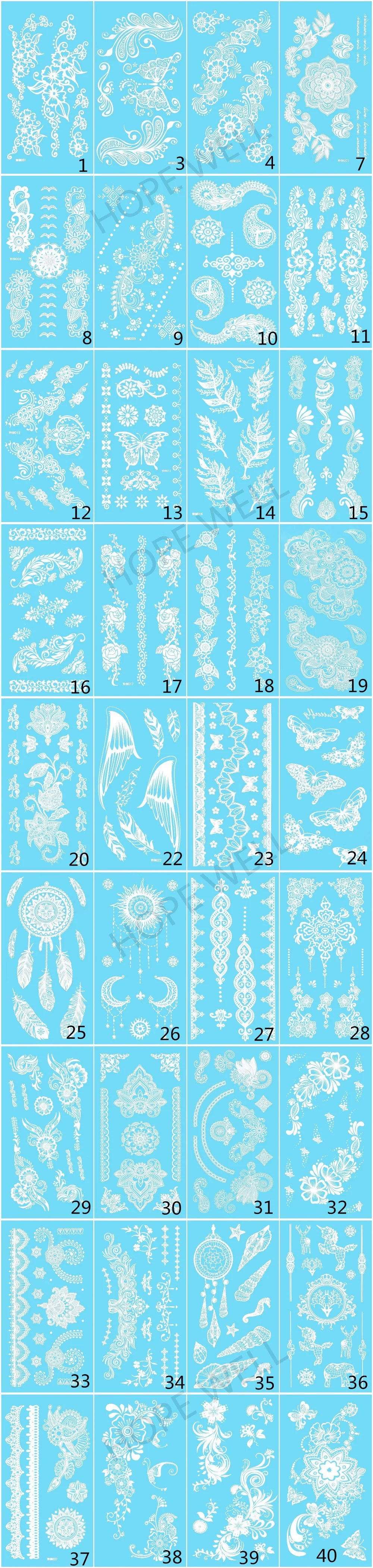 Etiqueta do Tatuagem Henna para Casamento de Praia de Body Folhas Branco Tatuagem Temporária Art Tatuagens Frete Grátis 120 2 temporária Henna para casamento de praia de