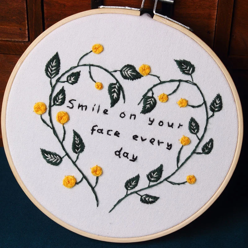 DIY Embroidery Kits Flower Pattern Cross Stitch Needlework W// Hoop For Beginner