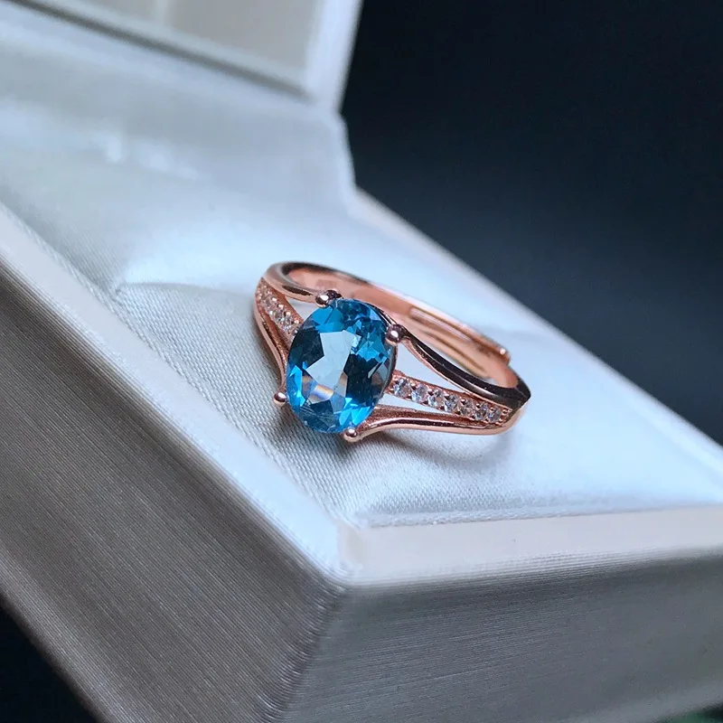 [MeiBaPJ] Классический Большой Природный Лондон Голубой топаз драгоценный камень кольцо для женщин Настоящее 925 пробы серебряные ювелирные изделия