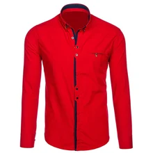 Zogaa весна 4 цвета мужские рубашки с длинным рукавом отложной воротник уличная одежда мужская однотонная приталенная деловая рубашка
