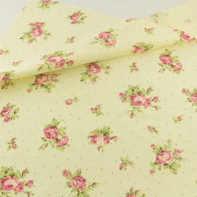 Rose Floral Cotton Fabric Patchwork Quilting Sewing Cloth Craft Bedding Decoration Teramila Fabrics Tissue Clothing Home Textile