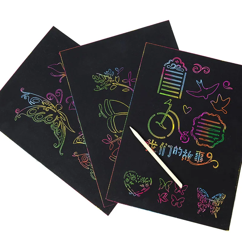 Desenho de Papel de Tamanho Imagem para Fornecedores Escola do Jardim de Infância cm do Bebê dos Miúdos Crianças Brinquedos Pintura Raspagem a4 - 28*21 Desenho 50 Pcs 15 Brinquedos p/ desenhar