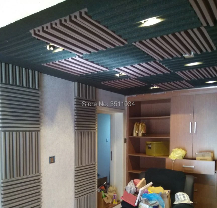

1BOX 16pcs 50x50cm 4Square Meters Acoustic Foam Treatment Sound Proofing Absorption soundproofing tiles /Acoustic wedge foam