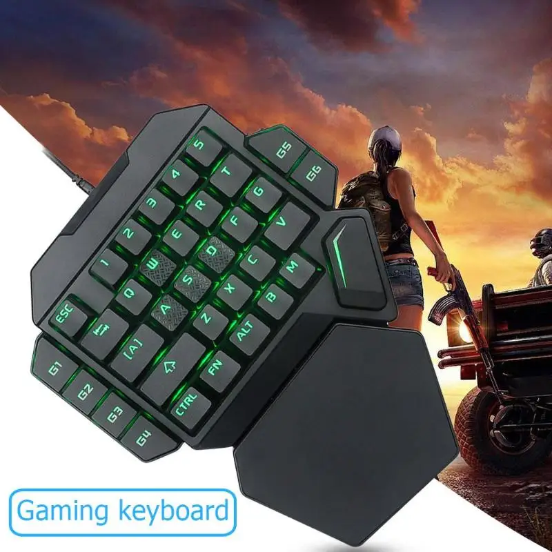K50 мини игровая Проводная клавиатура USB с одной рукой макро 35 клавиш синий