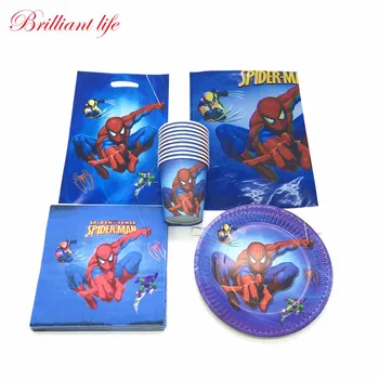 

81pcs/lot Spider-Man Theme Kids Favor Birthday Party Cup Plate Napkin Gift Bag Christmas Spider-Man Tablecloth Decoration Supply
