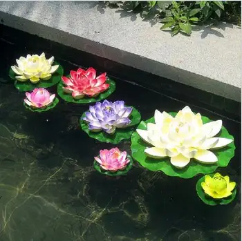 

10 CM Artificial Decorations Lotus Flower Fish Tank Water Pool Ornaments for Wedding Decoration Home Decor