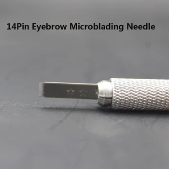 

14Pin Eyebrow Manual Pen Blades 30Pcs/lot 0.1cm Length Flat Needle For Semi-Permanent Makeup Eyebrow Microblading Needles