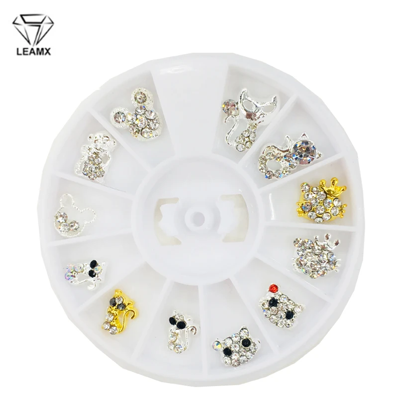 

LEMAX Mixe/Box 3D Animals Alloy Nail Art Decoration Cute Rhinestone Cat Mouse Monkey Shape Nails DIY Charms Manicure Decor L472