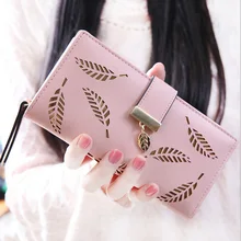 Frauen brieftasche pu-leder aushöhlen blatt kurze lange brieftaschen haspe reißverschluss geldbörse weiblichen kupplung frauen kartenhalter mode HB006