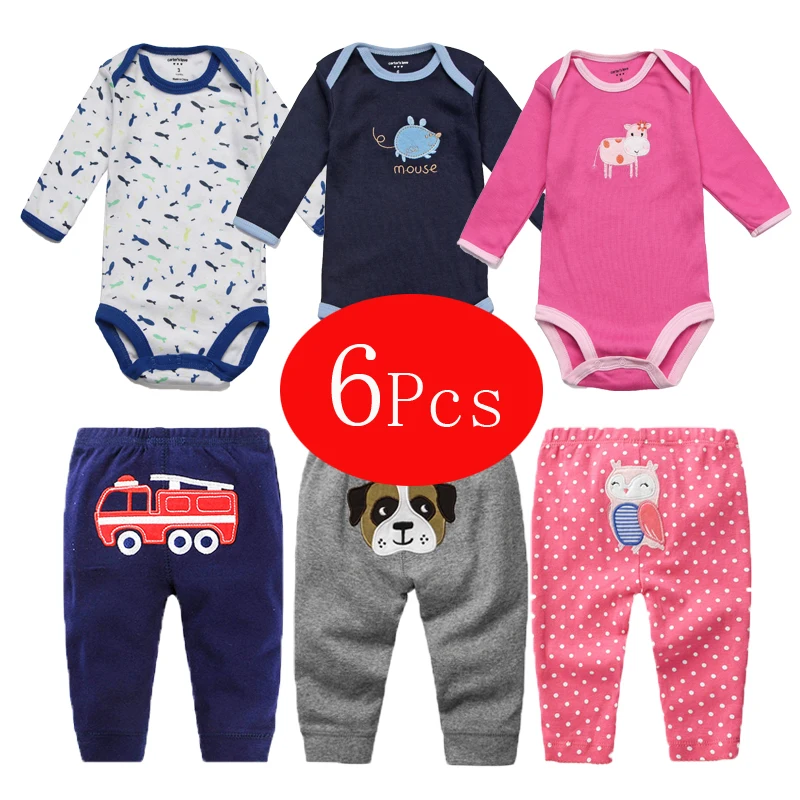 6Pcs Baby Gir Clothes Spring Baby Rompers Newborn Clothes Cotton Baby