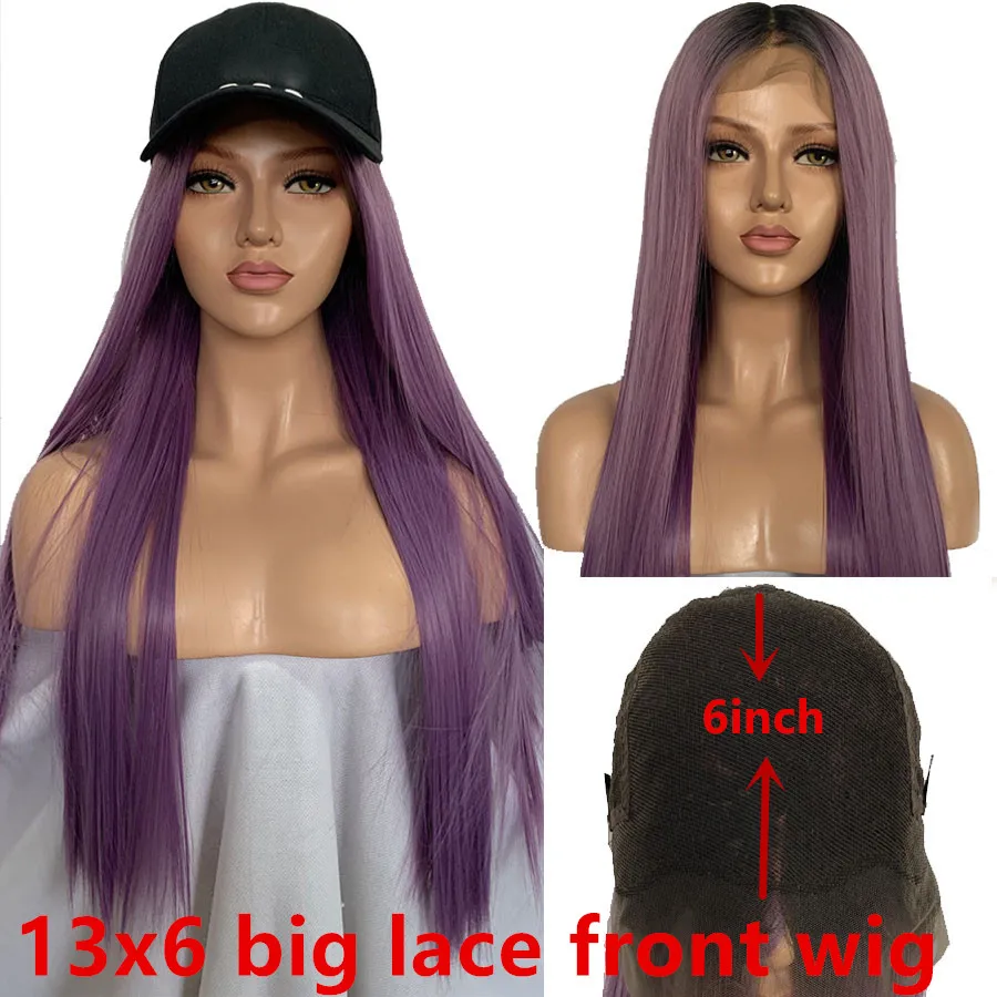 purple synthetic lace front wig