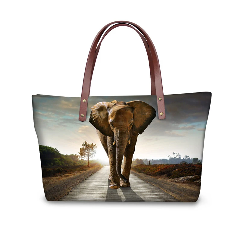

Animal Elephant Pattern Messenger Bag for Women Travel Ladies Tote Cross-body Bags Luxury Brand Big Shoulder Handbag