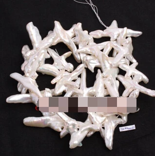 

wan 00660 White Freshwater Pearl Cross Shape Loose Beads Strand 15"