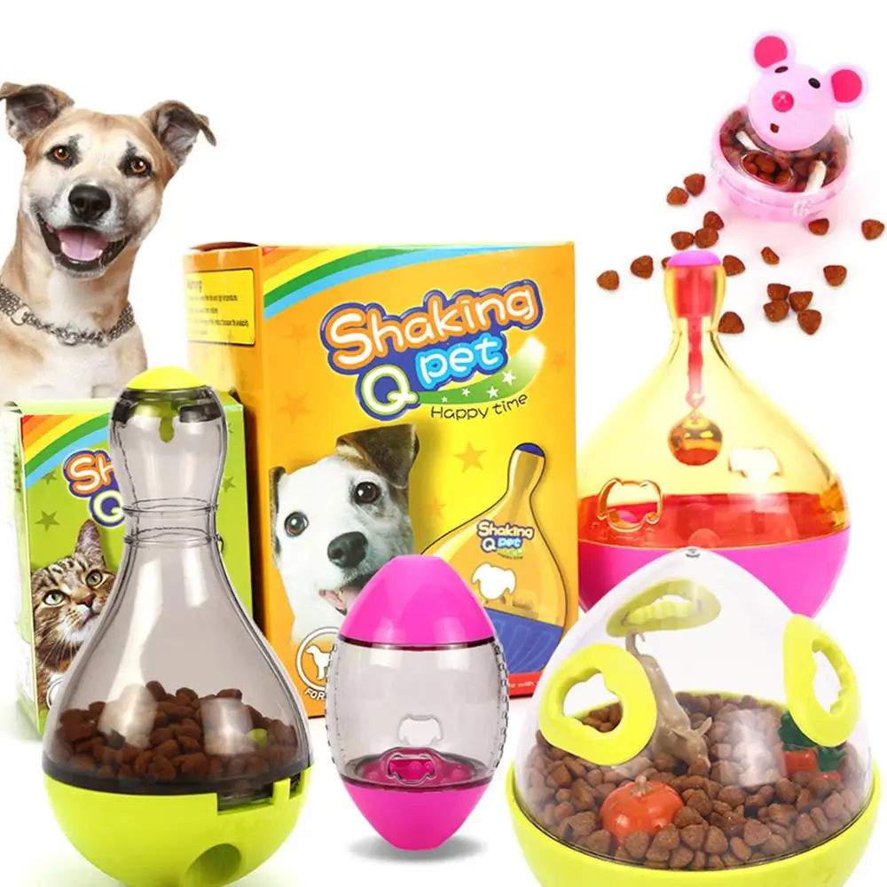 Interactive Dog Cat Food Treat Ball Bowl Toy Funny Pet Shaking Leakage Food Container Puppy Cat Slow Feed Pet Tumbler Toy