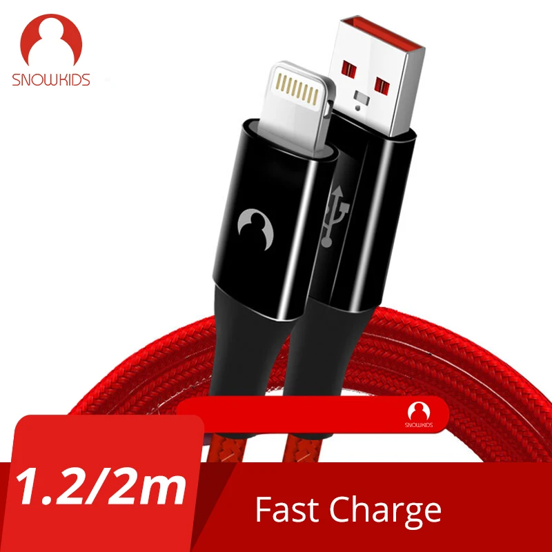 Usb кабель для зарядки телефона Snowkids usb iPhone X 8 7 6 5 XR XsMax длинный iOS 12 2.4A быстрая