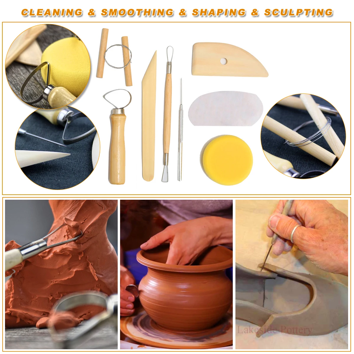 

45pcs/Set Wooden Ceramic & Clay Sculpting Pottery Art Tools Kit with Plastic Case MJJ88
