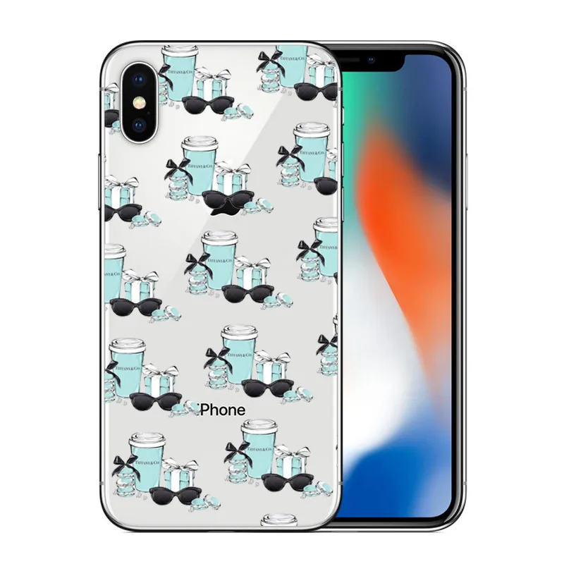 Модный чехол в синей коробке для девочек iPhone X, 8, 7, 6, 6s Plus, 5, 5S, SE, XR, XSMax, жесткий чехол для телефона с котом и кофе - Цвет: Золотой